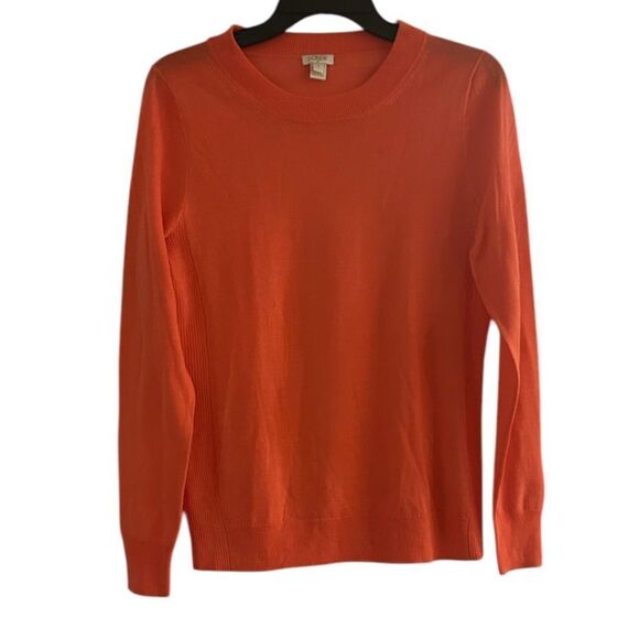 J. Crew Orange Merino Wool Blend Lightweight Crewneck Sweater Size Small - Picture 1 of 6